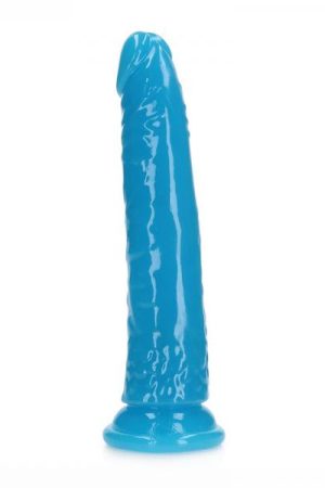 Realrock Glow In The Dark Slim 8 In. Dildo Neon Blue
