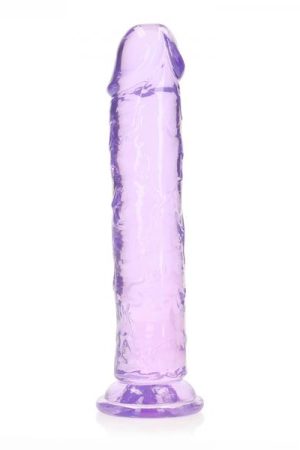 Realrock Crystal Clear Straight 10 In. Dildo Without Balls Purple
