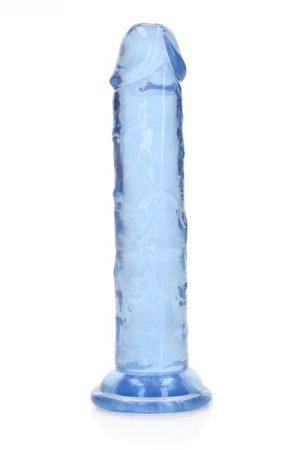 Realrock Crystal Clear Straight 6 In. Dildo Without Balls Blue