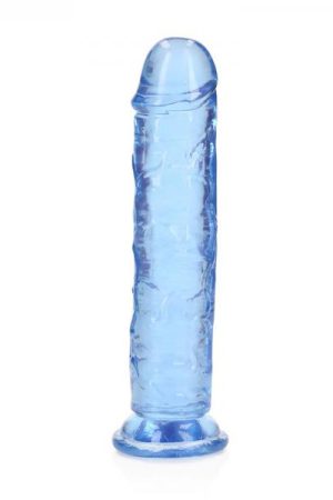 Realrock Crystal Clear Straight 7 In. Dildo Without Balls Blue