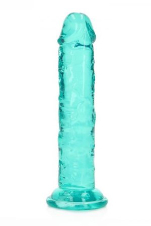 Realrock Crystal Clear Straight 6 In. Dildo Without Balls Turquoise