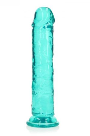 Realrock Crystal Clear Straight 8 In. Dildo Without Balls Turquoise