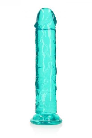 Realrock Crystal Clear Straight 11 In. Dildo Without Balls Turquoise