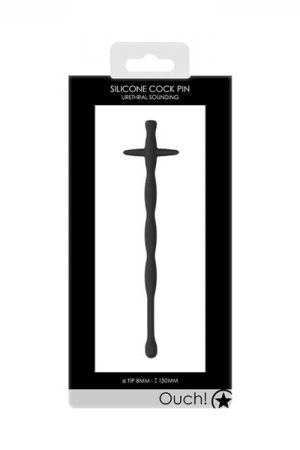 Ouch! Urethral Sounding - Silicone Cock Pin - Black - 8 Mm