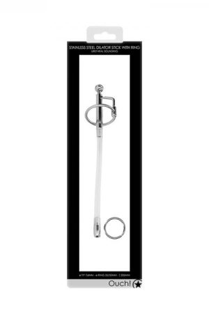 Ouch! Urethral Sounding - Metal Dilator Stick With Ring - 7.6 Mm