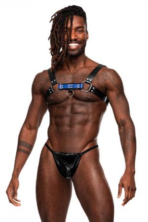 Male Power Men's Leather Aries Black/blue O/s