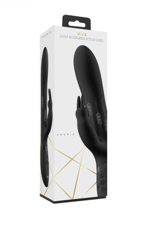 Vive Amoris Rechargeable Stimulating Bead Silicone Rabbit Vibrator Black
