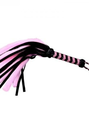 Ple'sur 18 In. Suede & Faux Fur Tail 'pleasure & Pain' Mini Flogger Pink/black