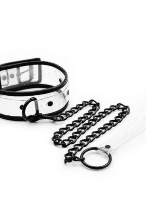 Ple'sur Pvc Contrast-piping D-ring Collar & Leash Clear/black