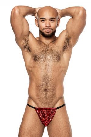 Male Power Disco Desire Posing Strap Black/red O/s