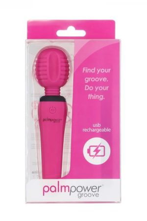 Palmpower Groove Rechargeable Silicone Mini Wand Massager Fuchsia
