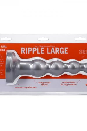 Tantus Ripple Large 8 In. Anal Beads Dildo Medium-firm Silver