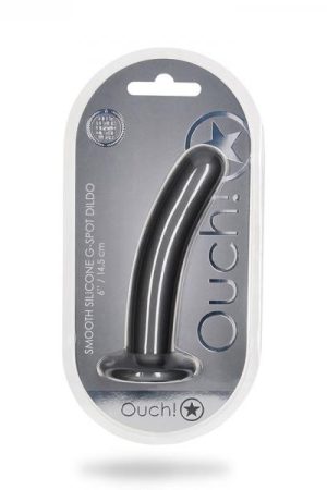 Shots Ouch! Smooth Silicone 6 In. G-spot Dildo Gunmetal