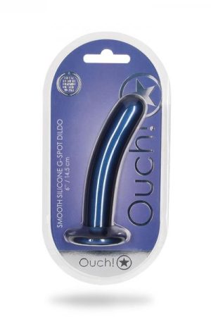 Shots Ouch! Smooth Silicone 6 In. G-spot Dildo Metallic Blue