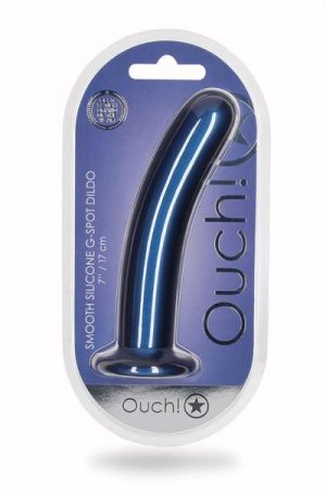 Shots Ouch! Smooth Silicone 7 In. G-spot Dildo Metallic Blue