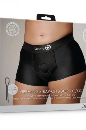 Shots Ouch! Vibrating Strap-on Boxer Black Xl/2xl