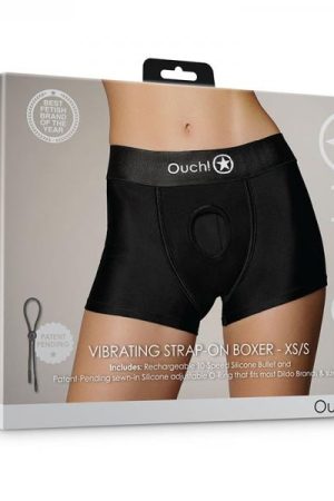 Shots Ouch! Vibrating Strap-on Boxer Black Xs/s