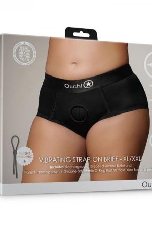 Shots Ouch! Vibrating Strap-on Brief Black Xl/2xl
