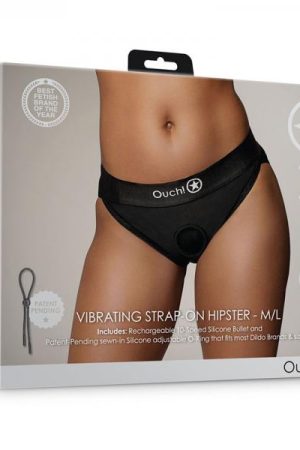 Shots Ouch! Vibrating Strap-on Hipster Black M/l