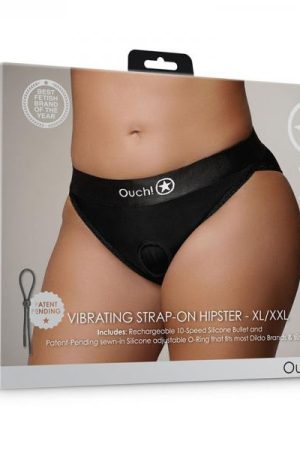 Shots Ouch! Vibrating Strap-on Hipster Black Xl/2xl