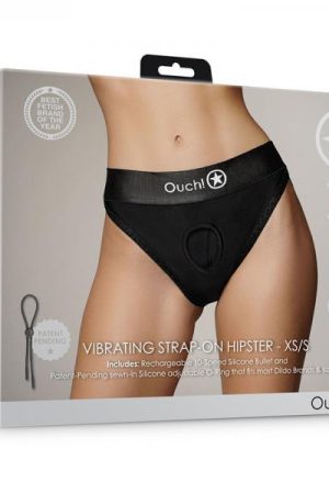 Shots Ouch! Vibrating Strap-on Hipster Black Xs/s