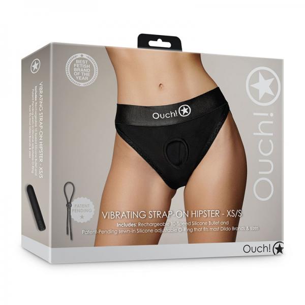 Shots Ouch! Vibrating Strap-on Hipster Black Xs/s