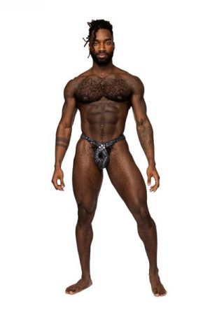 Male Power S'naked Criss Cross Thong Black/blue L/xl