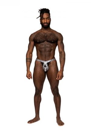 Male Power S'naked Criss Cross Thong Silver/black S/m
