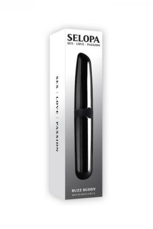 Selopa Buzz Buddy Rechargeable Vibe Silicone Black Chrome