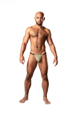 Male Power Cabana Banana Posing Strap Yellow/grey O/s