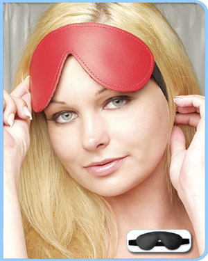 KinkLab Padded Leather Blindfold Red