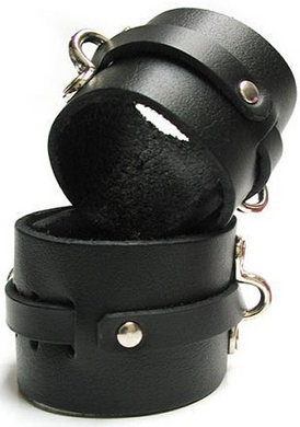 KinkLab Bondage Basics Leather Ankle Cuffs Black