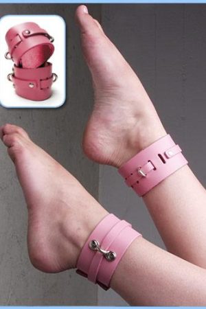 KinkLab Pink Bound Leather Ankle Cuffs