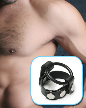 Ball Splitting Cock Ring Harness Black Rubber