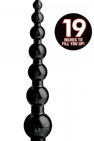 Hosed 19 Inches Graduated Bead Anal Snake Black