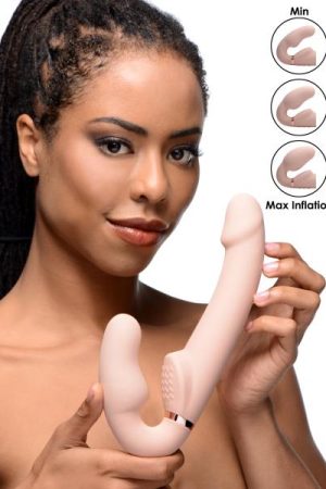 10X Evoke Ergo Fit Inflatable & Vibrating Strapless Strap-On Beige