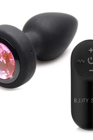 28x Vibrating Silicone Pink Gem Anal Plug - Small
