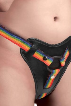 Rainbow Strap On Harness With Silicone O-rings