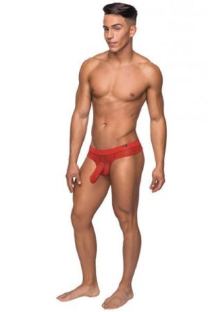 Male Power Hoser Hose Low Rise Thong Red S/M Underwear