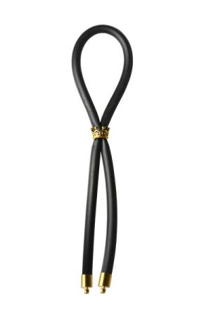 Bolo C-Ring Lasso Gold Crown Bead Silicone Black