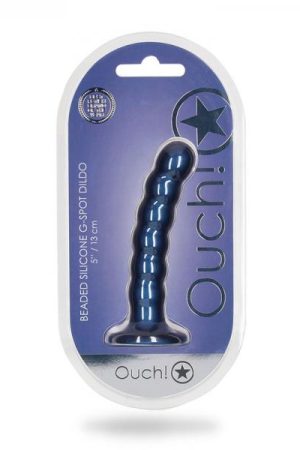Ouch! Beaded Silicone G-spot Dildo 5 In Metallic Blue
