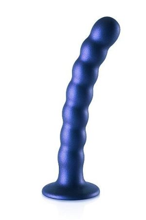 Ouch! Beaded Silicone G-spot Dildo 6.5 In Metallic Blue