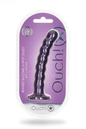 Ouch! Beaded Silicone G-spot Dildo 6.5 In Metallic Purple