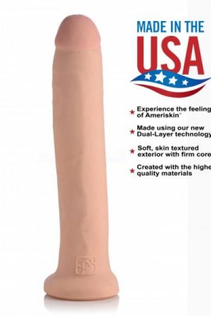 Usa Cocks 12in Ameriskin Dildo W/o Balls- Light
