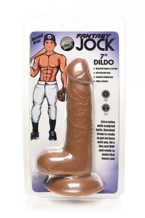 Curve Toys Fantasy Jock Baseball Brian 7" Dildo W/balls - Tan
