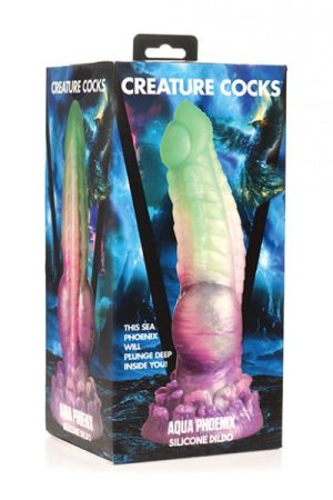 Creature Cocks Aqua Phoenix Silicone Dildo - Multi Color