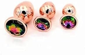 Eha 3 Pieces Rose Gold Set Luxury Metal Butt Plug Toys Colorfoul Diamond Anal Sex Toy Kit For Starter Beginnner Men Women Couples