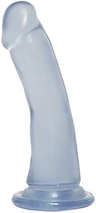 Doc Johnson Crystal Jellies - Slim Dong - 6.5 Inch - 1.5" Wide - Strong Suction Cup Base - O-Ring Harness Compatible Dildo, Clear