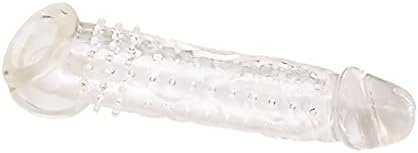 Soft Silicone Penis Sleeve Shaft Sleeve,Extended Sleeve Delay Ejaculation Shaft Ring Erection Erotic Adult Sex Toy(Transparent)
