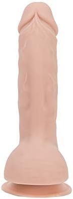 Pure Love Smooth Silicone Dildo With Suction Cup, Adult Sex Toy, X-Large, Beige, 7.5"